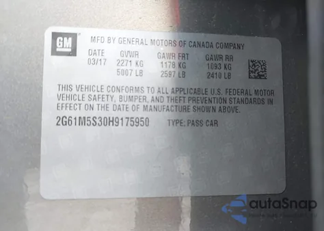 2017 Cadillac Xts Luxury z USA, uszkodzony, nr VIN 2G61M5S30H9175950